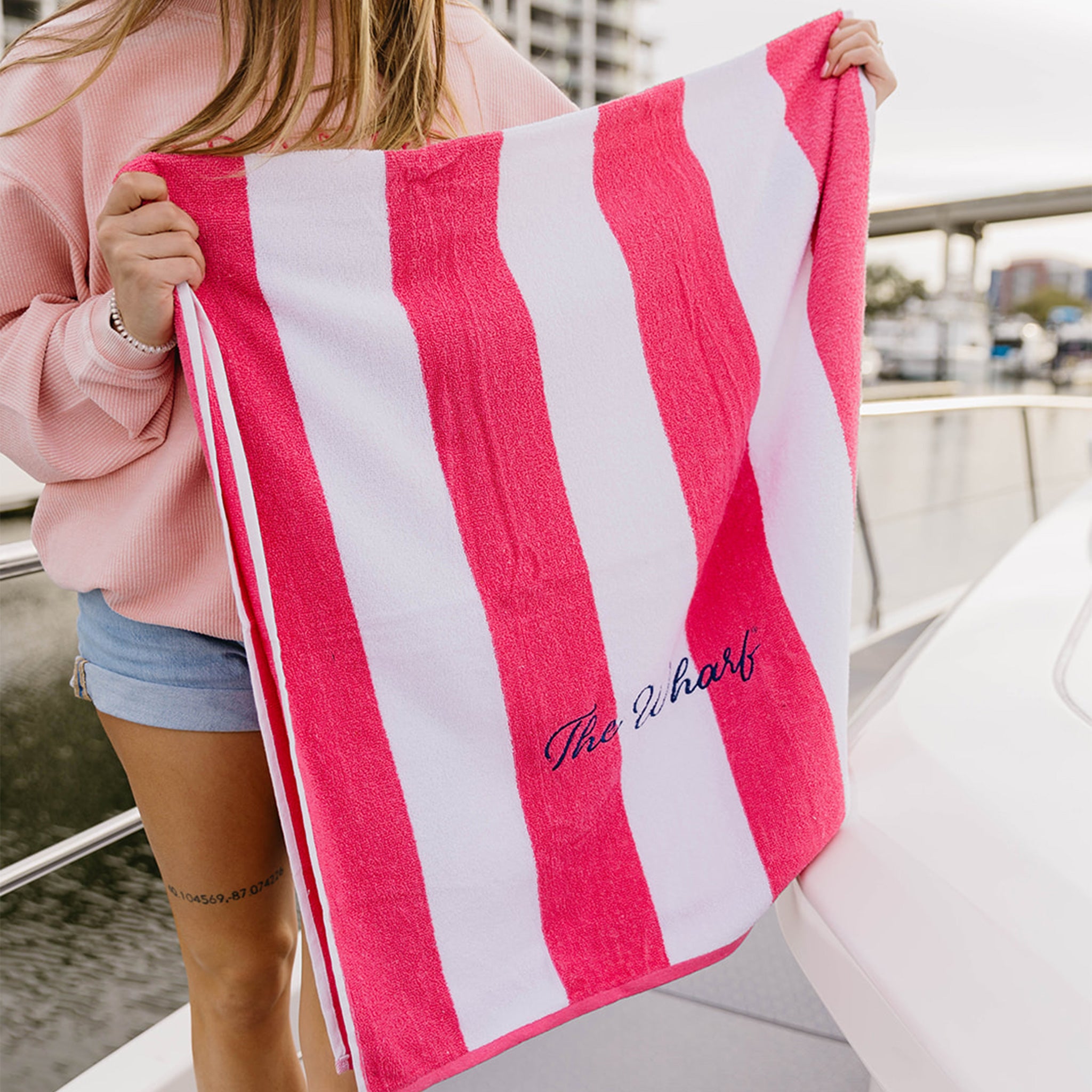 The Wharf Logo Cabana Towel